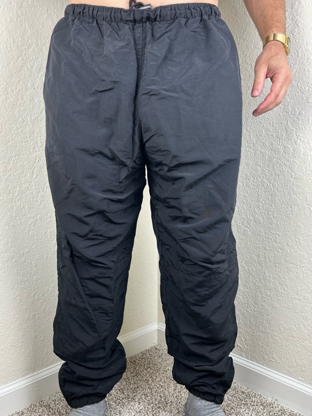 US Army IPFU Black Nylon Pants fits L Jogger Military Training Zip Cuff JWOD